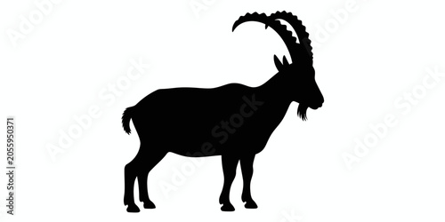Foto Alpine Ibex Silhouette Vector Design Minimalist Mountain Goat Graphic Illustrati