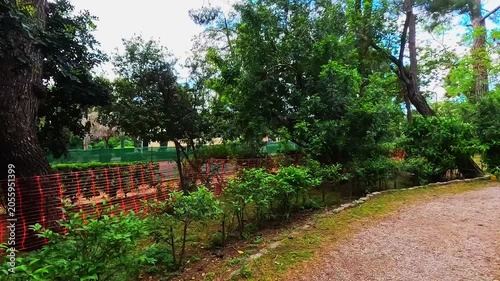 Zappeion garden park by hall near historical square street in summer ancient city of Athens, Greece