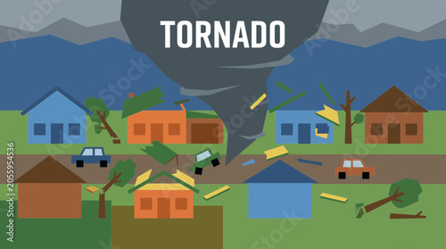 Tableau sur toile Devastating Tornado Destroying Suburban Neighborhood Homes