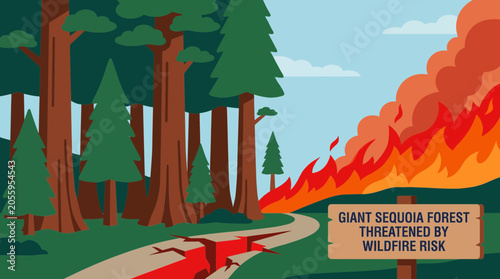 Fotografie Giant Sequoia Forest Threatened by Increasing Wildfire Risk