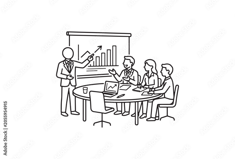 Fototapeta premium Business meeting, office presentation, teamwork discussion, corporate strategy