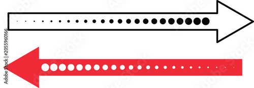 Tableau sur toile Vector illustration of opposing arrows with gradient dots for infographics and p