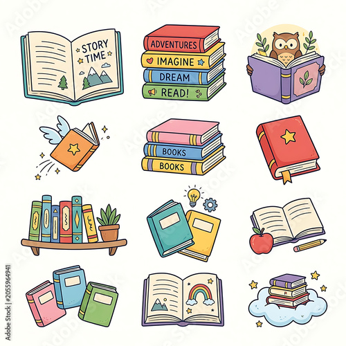 design Book cartoon clip Isolated on White Background, JPEG ONLY