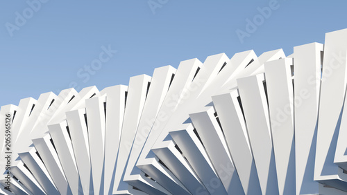 Fotografie 3D render of white parametric beams against a blue sky