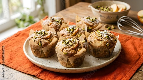 Apple and Pistachio Sugar-Coated Muffins