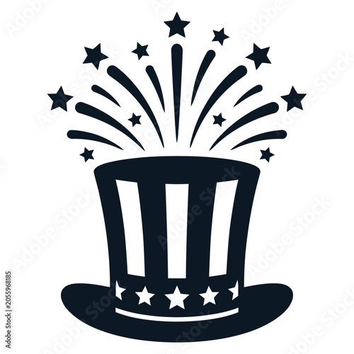 Uncle sam hat with fireworks graphic patriotic american symbol
