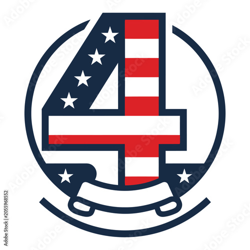 Fourth of july emblem with stars and stripes patriotic american symbol
