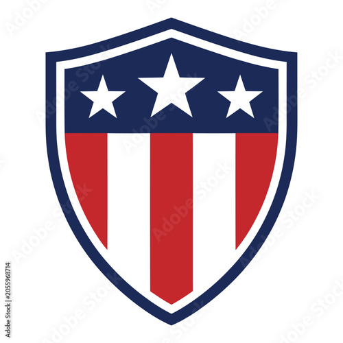 American shield emblem with stars and stripes patriotic symbol