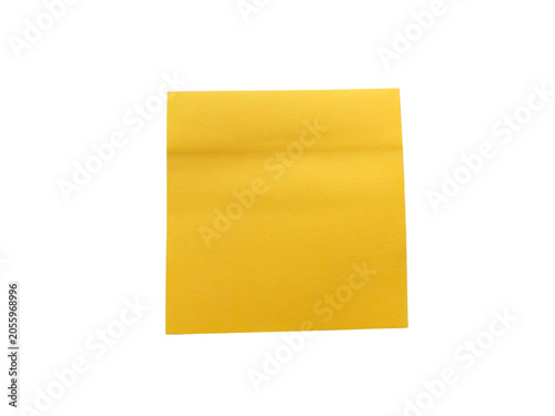 Bright yellow sticky note isolated