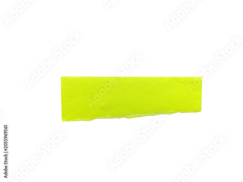 Bright yellow rectangular sticky note with corner torn