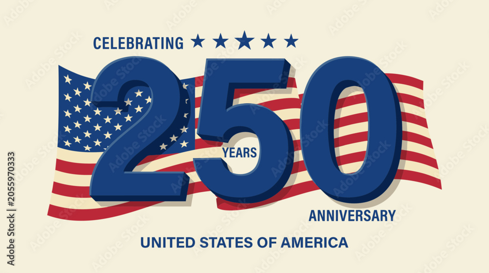 Fototapeta premium Celebrating 250 Years United States of America Anniversary Banner.