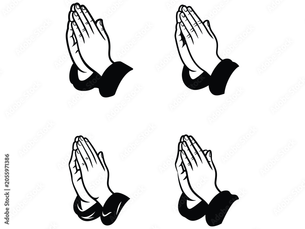 Fototapeta premium raying hands religious gesture icon illustration