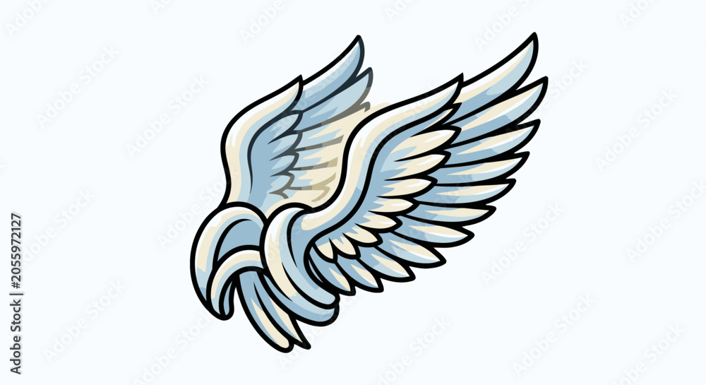 Obraz premium Stylized Angel Wing Illustration with Detailed Feather Design.