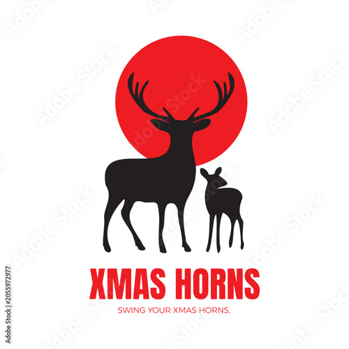 Merry Christmas festive holiday logo template and vector badge illustration