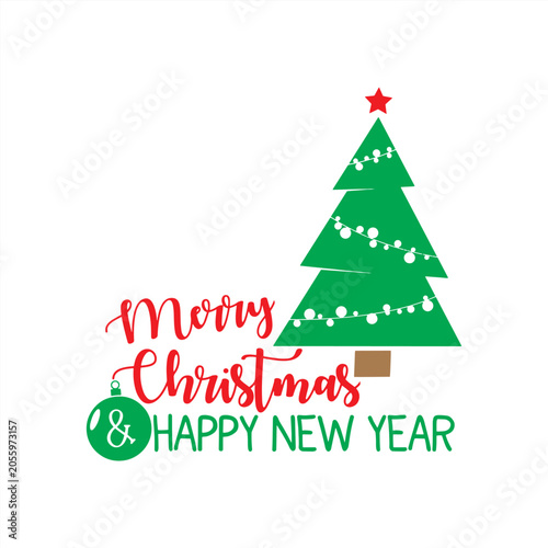 Merry Christmas festive holiday logo template and vector badge illustration