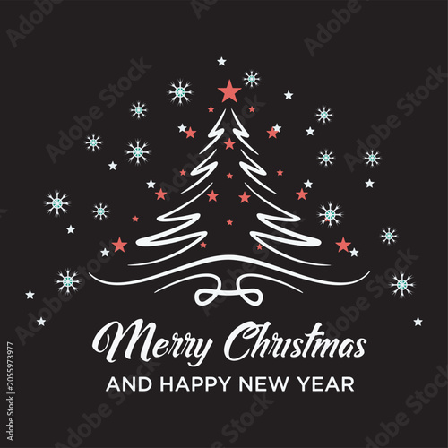 Merry Christmas festive holiday logo template and vector badge illustration