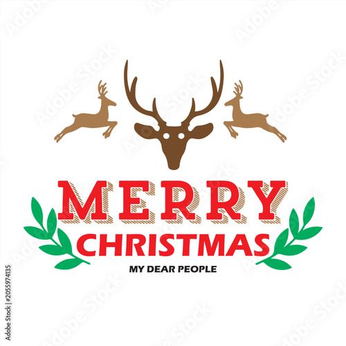 Merry Christmas festive holiday logo template and vector badge illustration