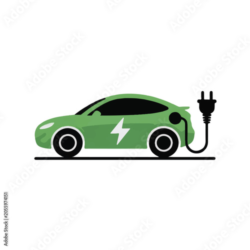 An electric car icon symbol, representing sustainable transportation and clean energy technology for the future