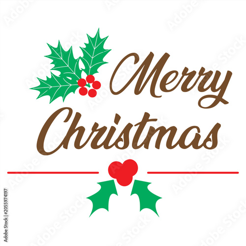 Merry Christmas festive holiday logo template and vector badge illustration