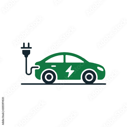 Green Electric Vehicle Charging Icon Showing Sustainable Transportation Concept for Eco Friendly Energy Efficient Modern Automobile Infrastructure