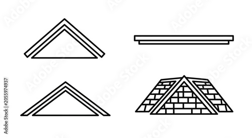 Billede på lærred Set of minimalist house roof line art icons isolated on white background