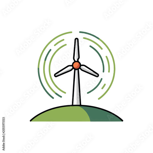 Wind turbine icon representing clean renewable energy and ecological sustainability