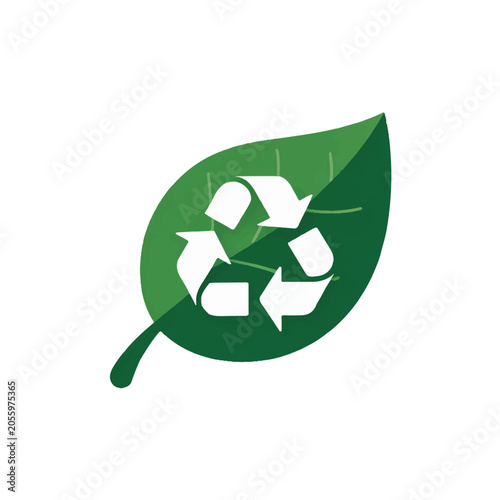 Recycle symbol overlaid on a green leaf, symbolizing eco-friendly practices and environmental protection