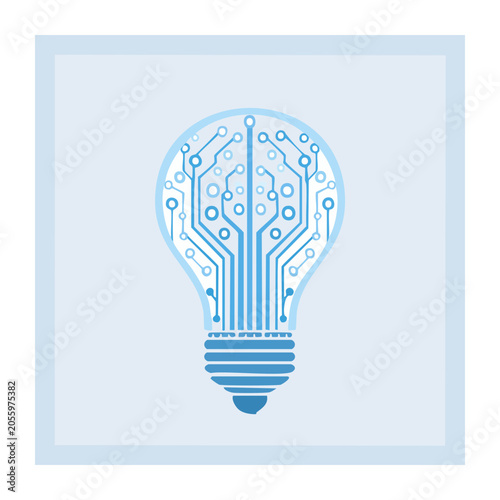 Blue flat design light bulb icon