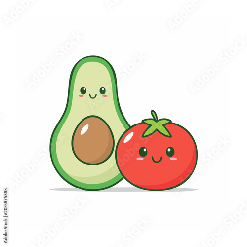 Cartoon apple and pear with leaf