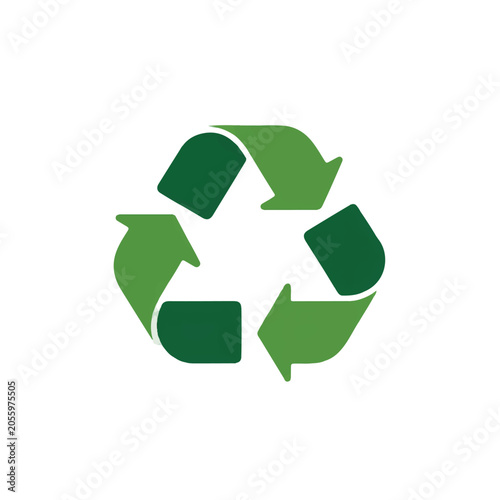 Clean and modern vector illustration of a green universal recycling symbol, perfect for environmental themes, sustainability concepts, and waste management designs