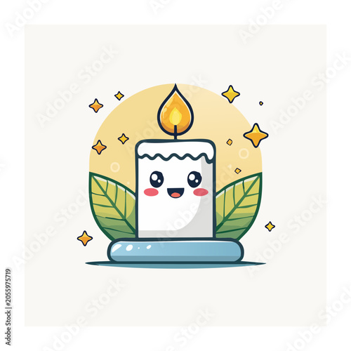 Flat design robot with light bulb on base