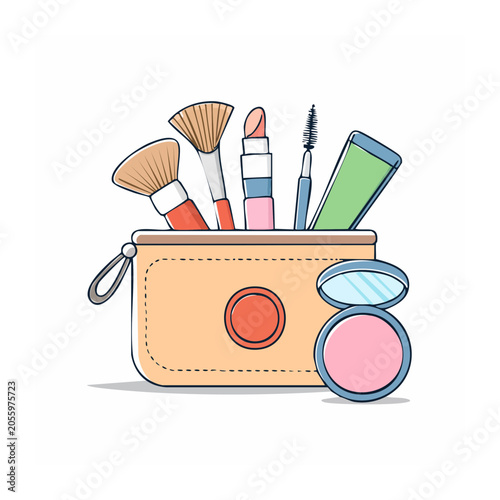 Flat design shopping cart with items