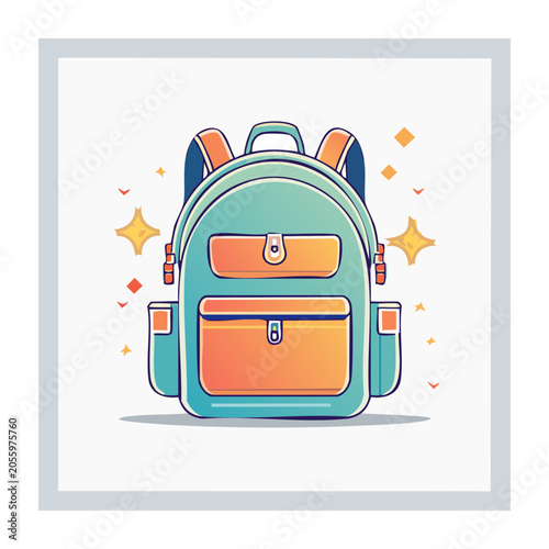 Flat design vector suitcase with stars