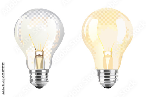 Tableau sur toile Lightbulbs With Filament Digital Illustration Against Black Background