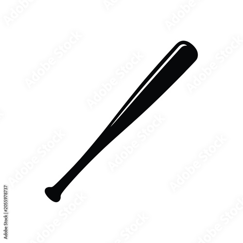 Minimalist black baseball bat vector icon isolated on white background