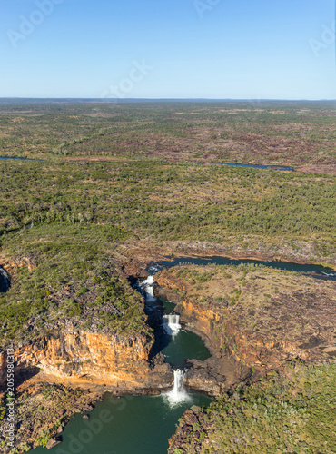 Aerial view of the Mitchell Plataeu and the Mitchell River Falls as in the Michell River National Park.