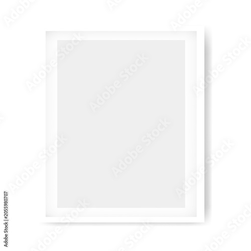 Rectangular wall picture ot photo frame mockup isolated on light background. Banner or poster template  decorative design element. Realistic vector illustration.