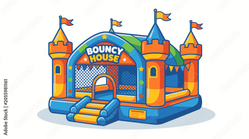 Obraz premium Colorful Inflatable Bouncy Castle for Kids Play Area.