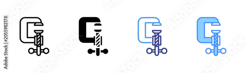 Foto C Clamp Icon Set Multiple Style Collection
