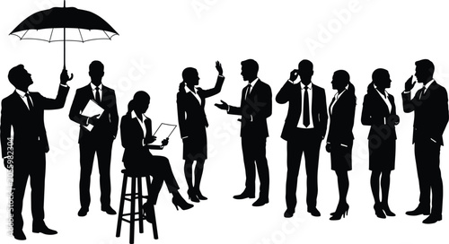 Fotografie Set of business people silhouettes representing corporate professionals networki