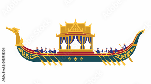 Royal Thai Ceremonial Barge Procession, Dragon Boat Festival, Traditional Thailand