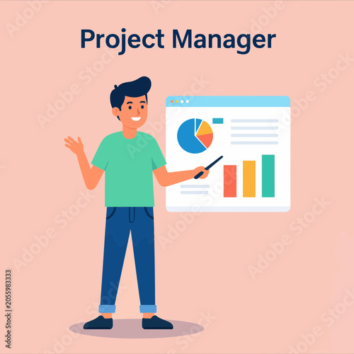 Project Manager Presenting Data Analysis with Charts and Graphs
