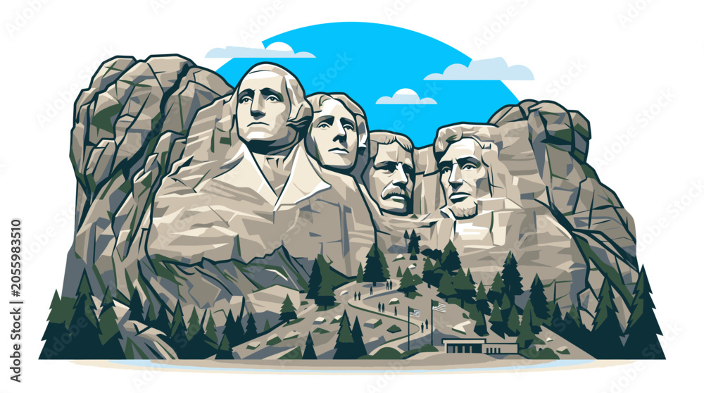 Obraz premium Iconic Mount Rushmore National Memorial with Presidential Faces.