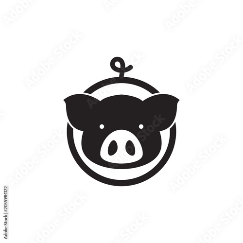 simple pig head icon logo isolated on white background