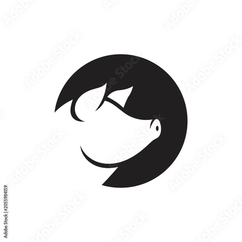 simple pig head icon logo isolated on white background