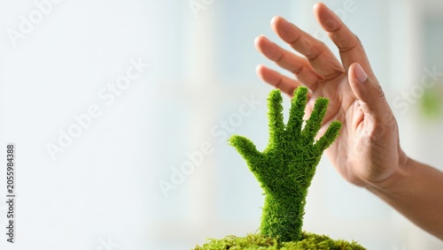 Hands Holding Small Green Plant Seedling in Bright Natural Light