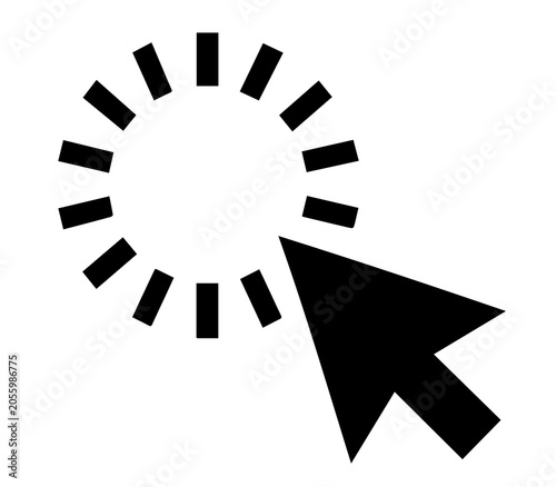 Fotografía Computer mouse cursor pointing at loading spinner icon with computer progress in