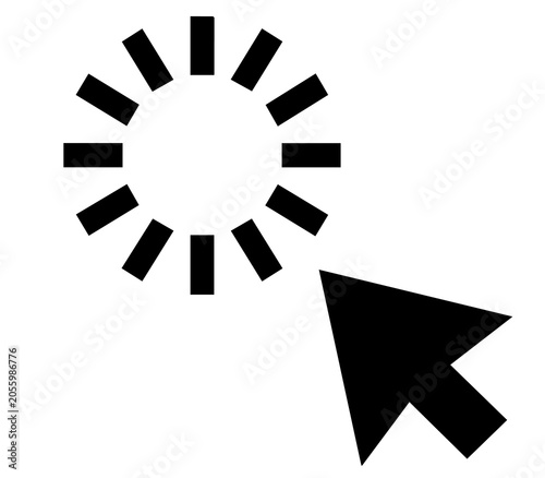 фотографія Computer arrow cursor hovering over circular loading indicator with computer pro