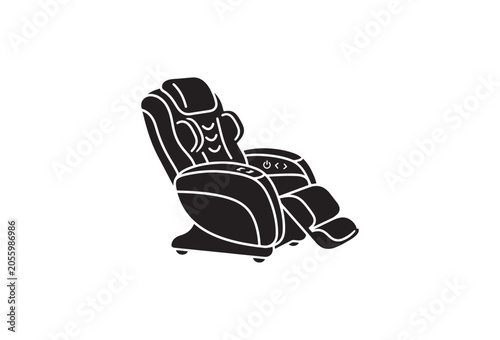 Massage chair, recliner, black, vector icon, relaxation, spa, wellness