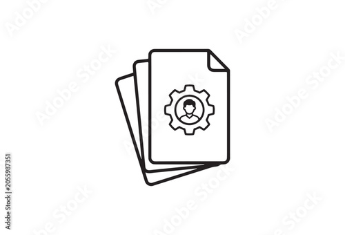 Document, settings, gear icon, paperwork vector, business template